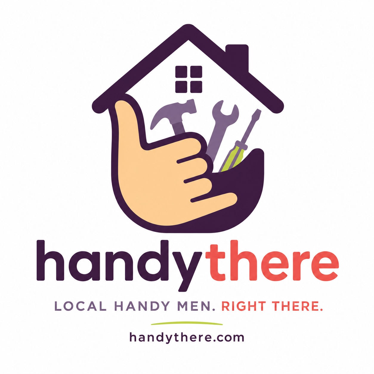 Handythere plum and coral logo