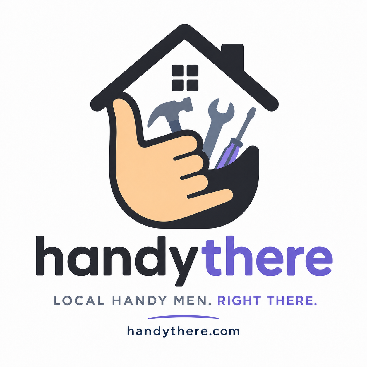 Handythere charcoal and violet logo